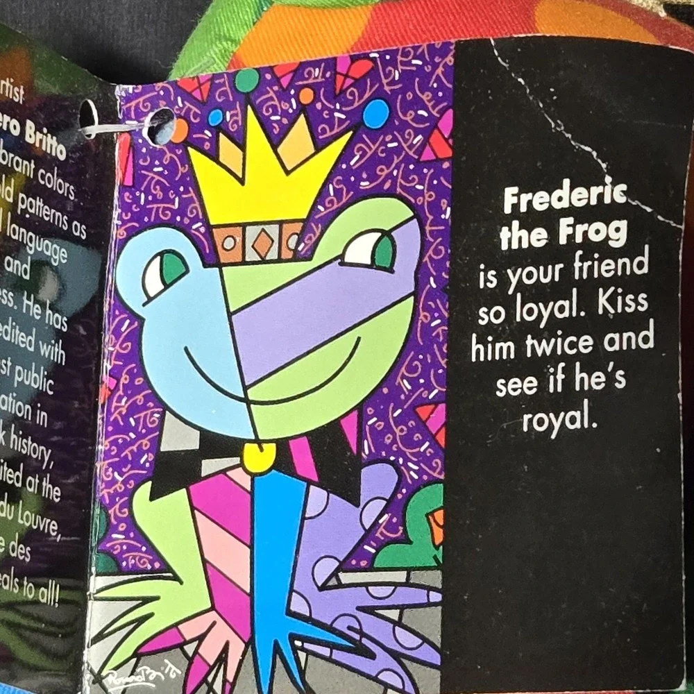 RARE Romero Britto POPPLUSH Frederic The‎ Frog for ENESCO Pop Art Stuffed Animal